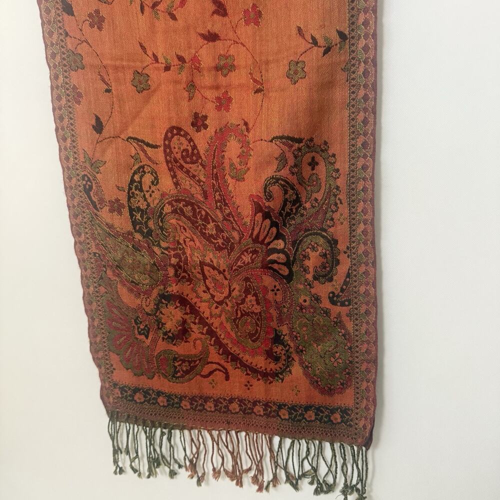 Kandahar O/S Hand Woven in India 100% Merino Wool Scarf Wrap Fine Paisley Lux